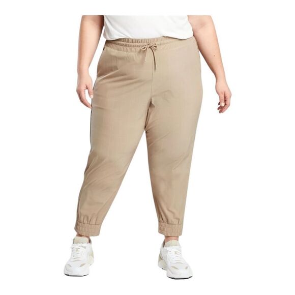Athleta Plus Size Brooklyn Texture Jogger Beige Windowpane Jacquard 26 NWOT - Picture 1 of 7